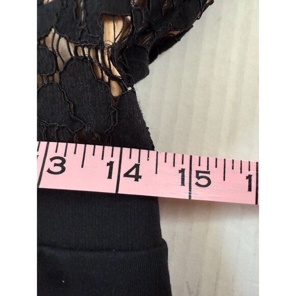 Lulus Womens Sheer Black Floral Lace Bodycon Dress with Plunging Neckline Party - Picture 8 of 10
